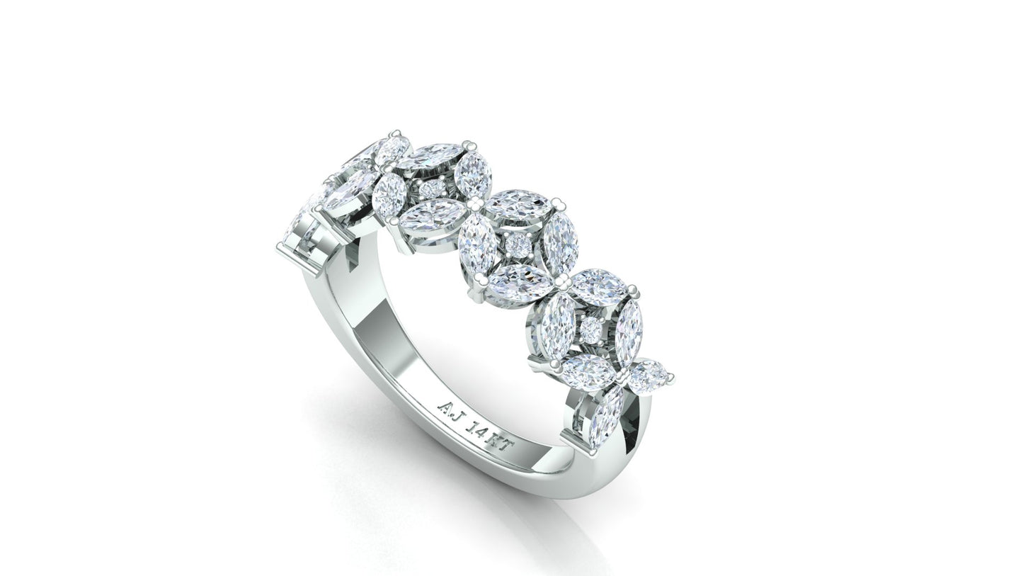 CVD Diamond Floral Cluster Ring in 18K Gold