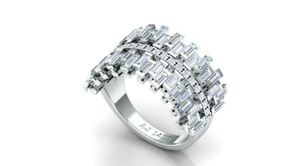 CVD Diamond Wide Two-Tone Architectural Ring