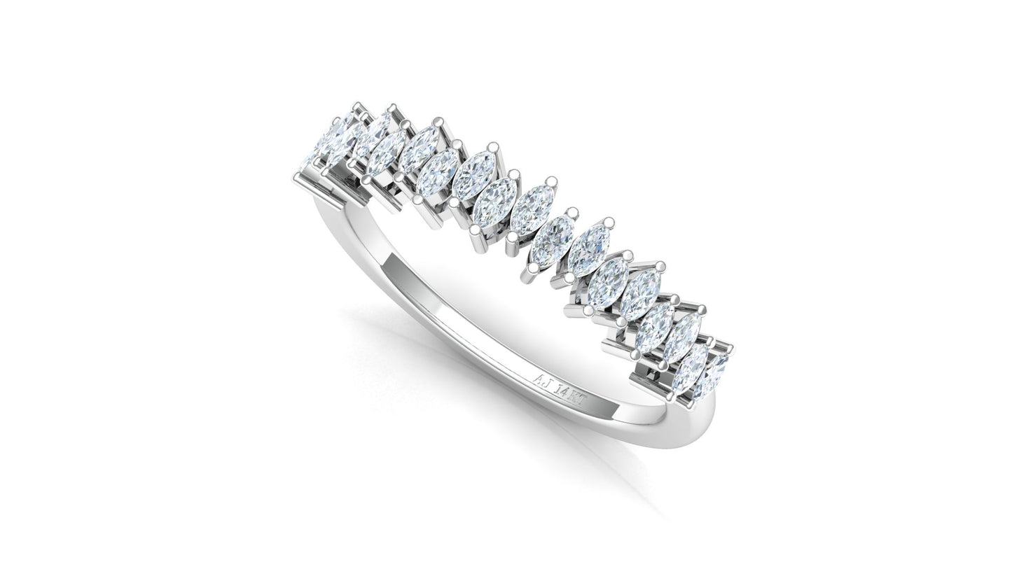 Two-Tone Marquise Diamond Half Eternity Ring