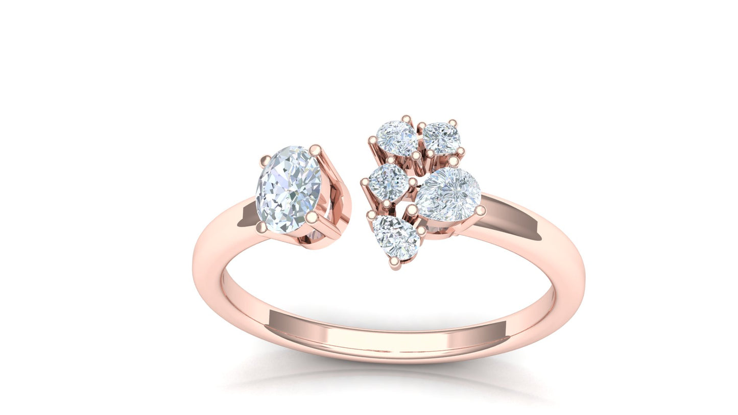 Yellow Gold Multi-Stone Diamond Bypass Ring