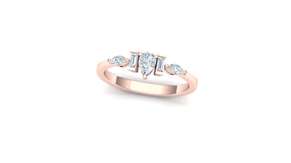 Two-Tone Five-Stone Baguette & Round Diamond Ring
