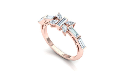 Two-Tone Marquise & Baguette Diamond Cluster Ring