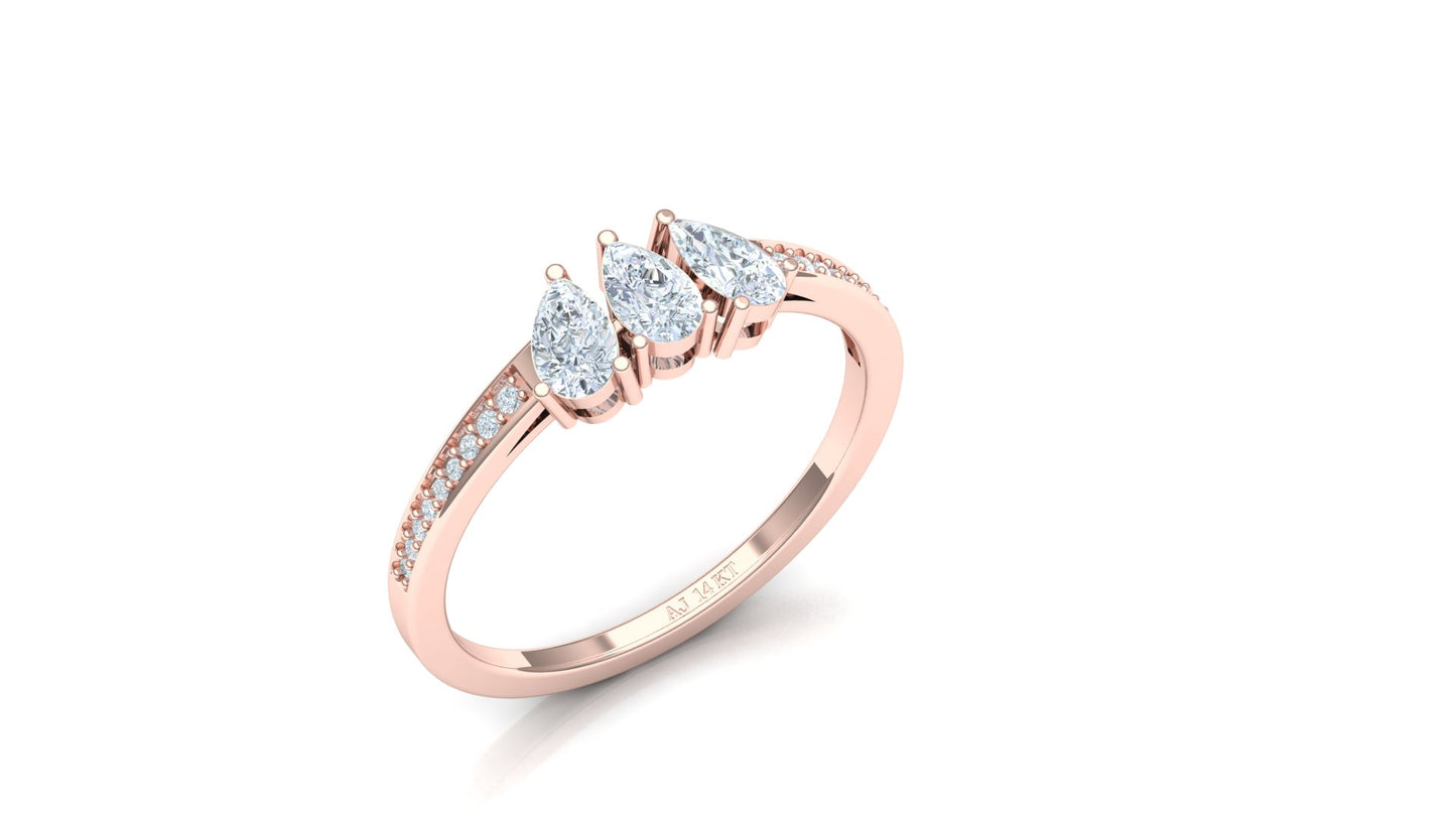 Two-Tone Marquise Cluster Bypass Diamond Ring