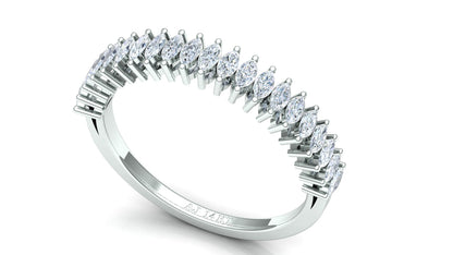 Two-Tone Pave Set V-Shape Diamond Band