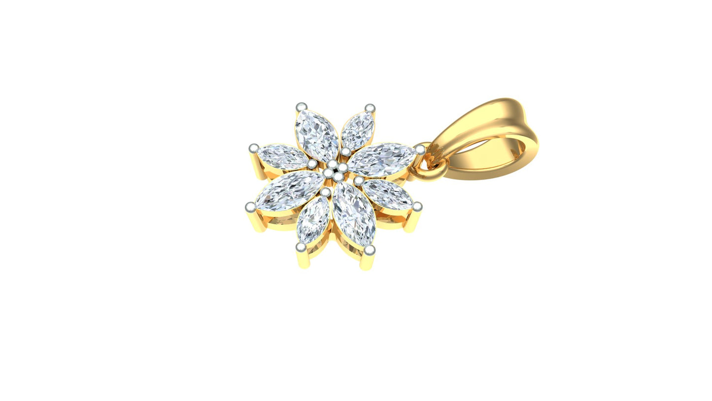 Yellow Gold and Diamond Cluster Flower Pendant