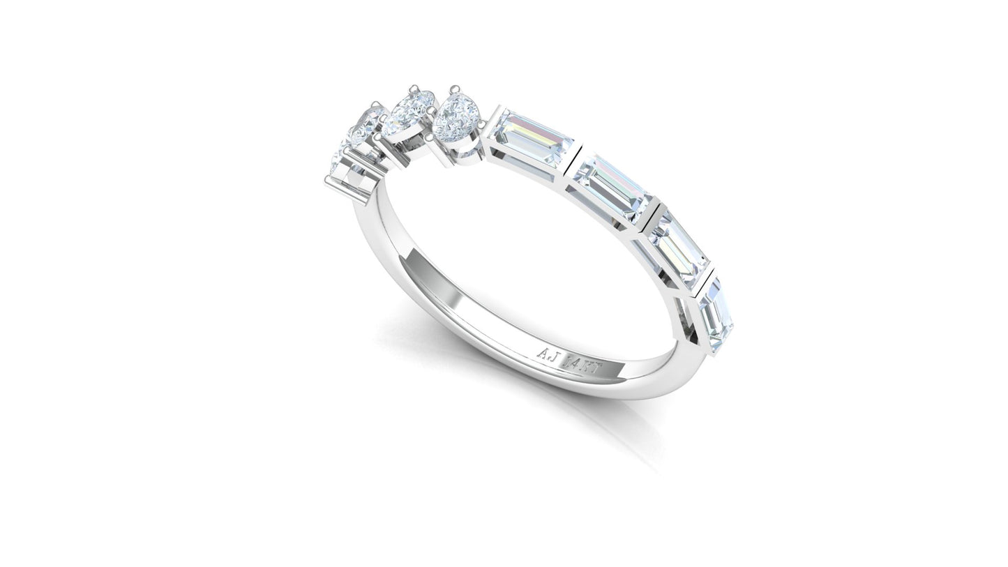Two-Tone Baguette Diamond Half-Eternity Band