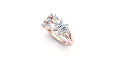 Yellow Gold Multi-Kite Diamond Cluster Statement Ring