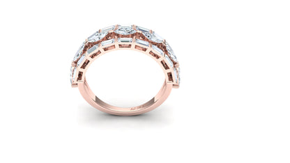 Wide Two-Tone Geometric Diamond Statement Ring
