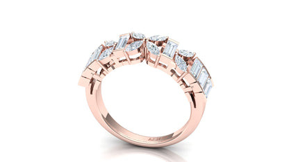 Two-Tone High Carat Baguette Diamond Tiered Ring