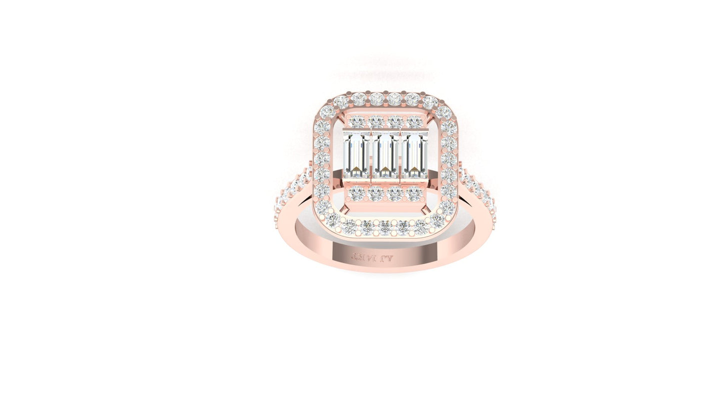 CVD Diamond Double Halo Square Cluster Ring for Women