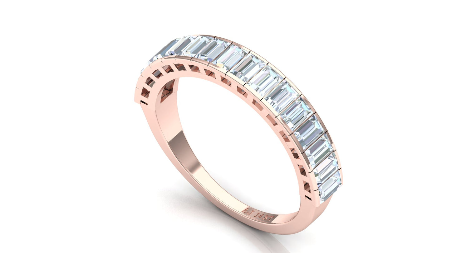 Two-Tone Baguette & Round Diamond Half-Eternity Band