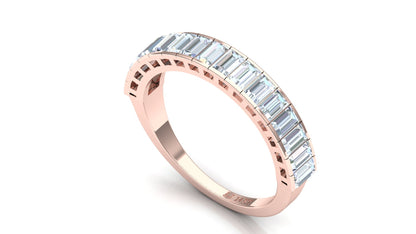 Two-Tone Baguette & Round Diamond Half-Eternity Band