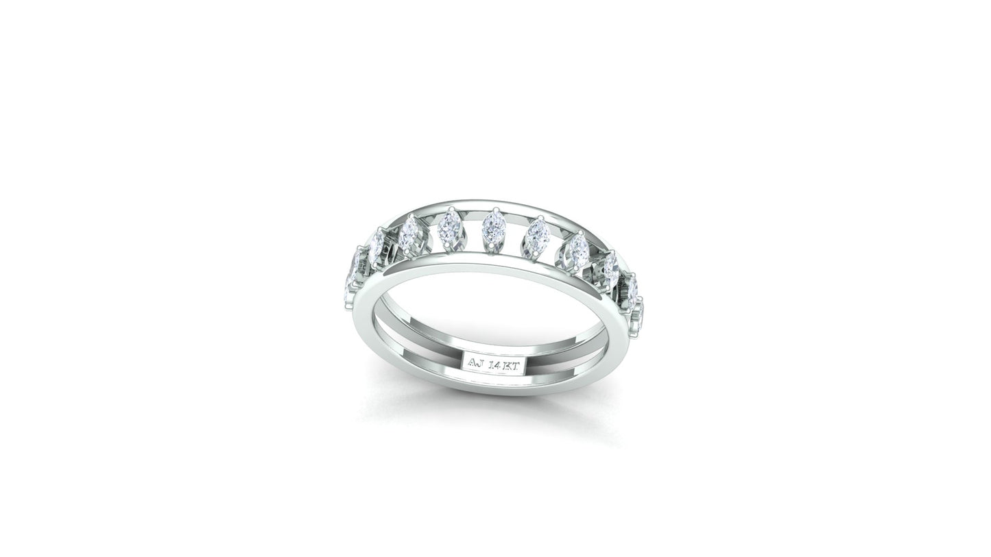 Yellow Gold Multi-Row Vertical Diamond Band