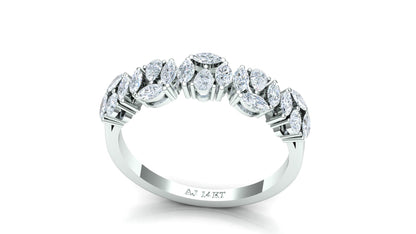 Yellow Gold Scalloped Diamond Cluster Band Ring