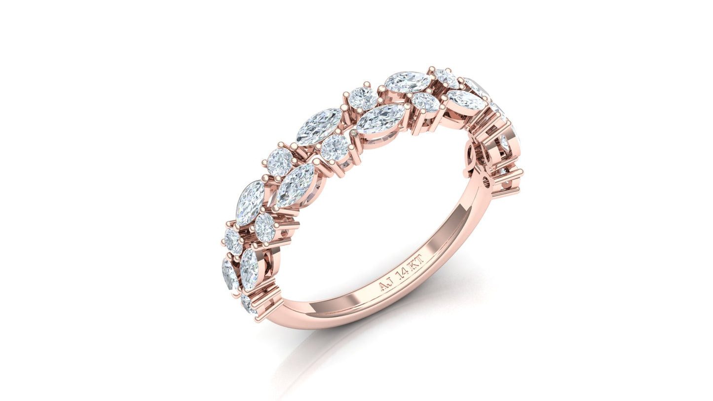 Two-Tone Cluster Diamond Band Ring