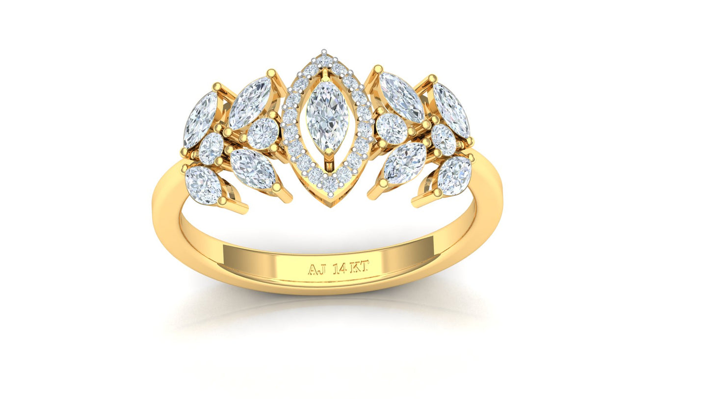 Two-Tone Multi-Layered Diamond Cluster Ring