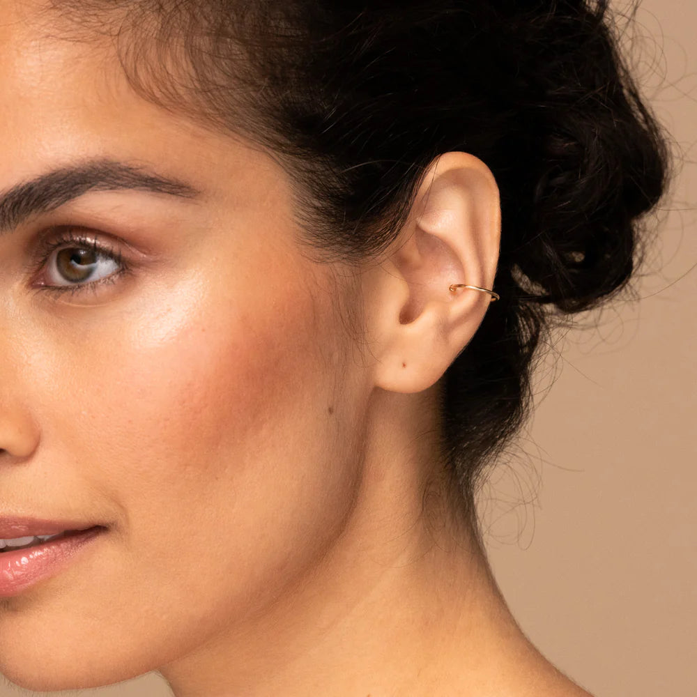 Polished Yellow Gold Open Hoop C-Cuff Earring