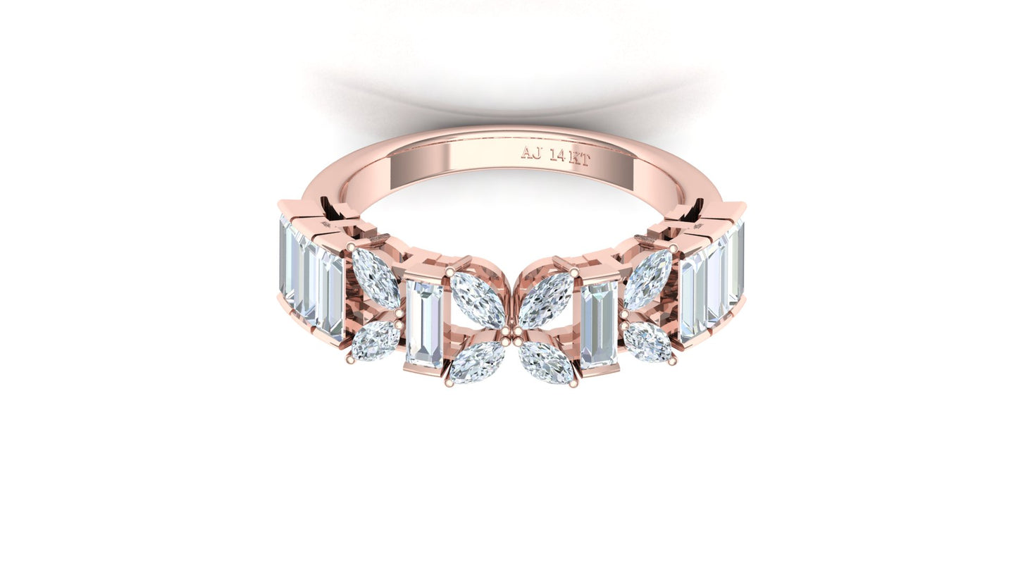 Two-Tone High Carat Baguette Diamond Tiered Ring