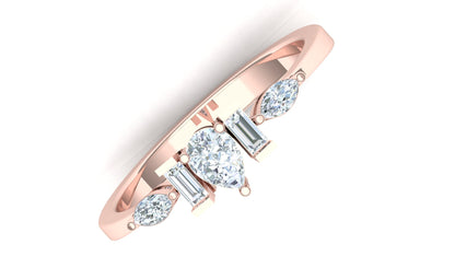 Two-Tone Five-Stone Baguette & Round Diamond Ring