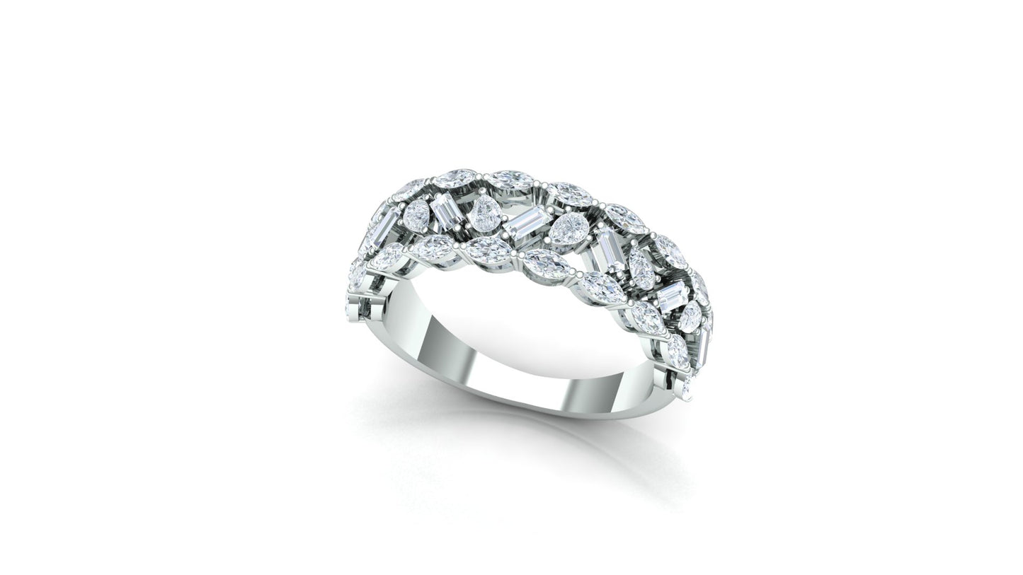 CVD Diamond Wide Channel Bar Cluster Ring