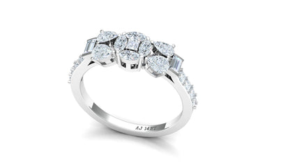 Two-Tone Multi-Baguette Diamond Cluster Ring