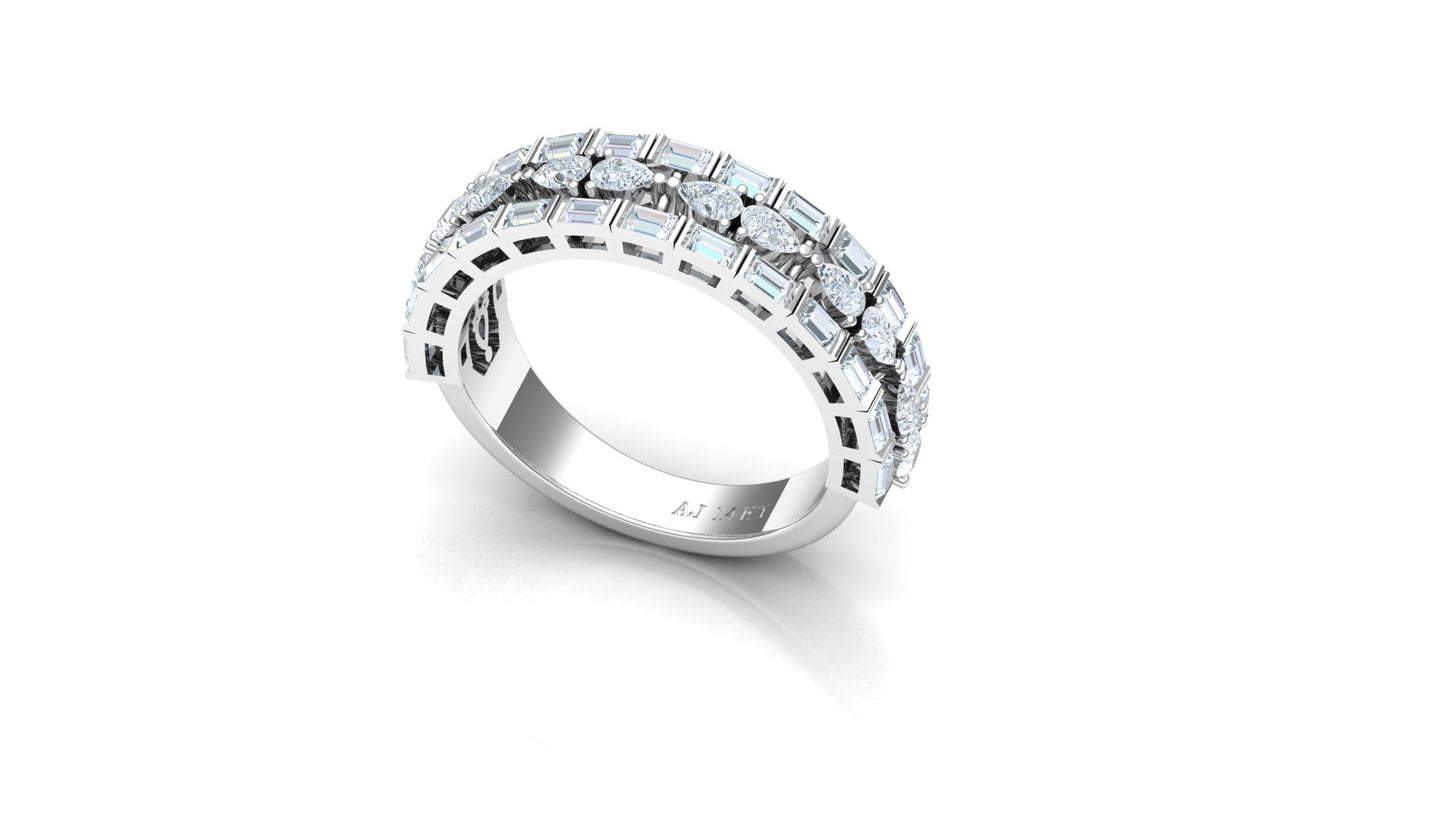 Two-Row Pave Set Wide Diamond Band Ring