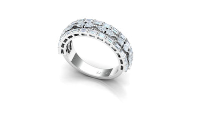 Two-Row Pave Set Wide Diamond Band Ring