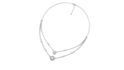 Yellow Gold Curved Bar Diamond Accent Chain