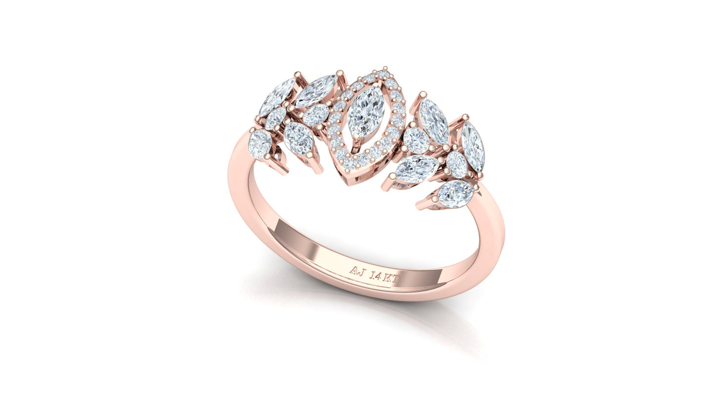 Two-Tone Multi-Layered Diamond Cluster Ring