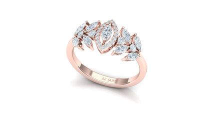 Two-Tone Multi-Layered Diamond Cluster Ring