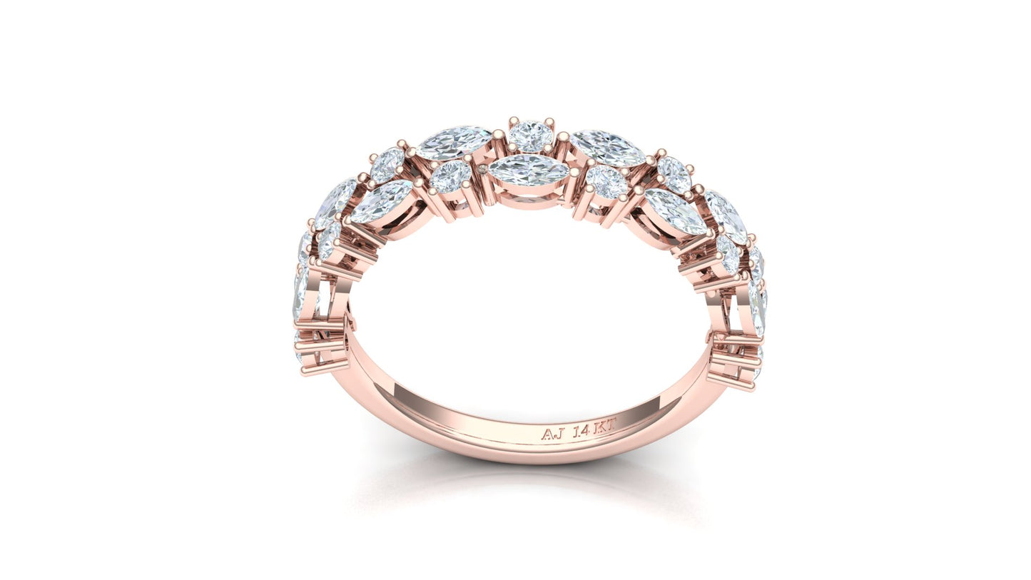 Two-Tone Cluster Diamond Band Ring