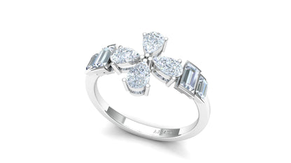 Two-Tone Baguette Diamond Butterfly Cluster Ring