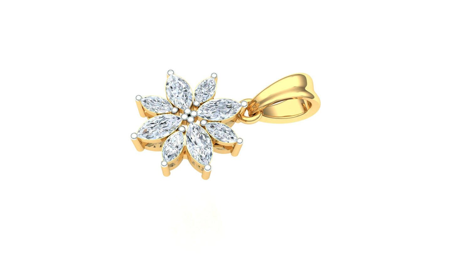 Yellow Gold and Diamond Cluster Flower Pendant