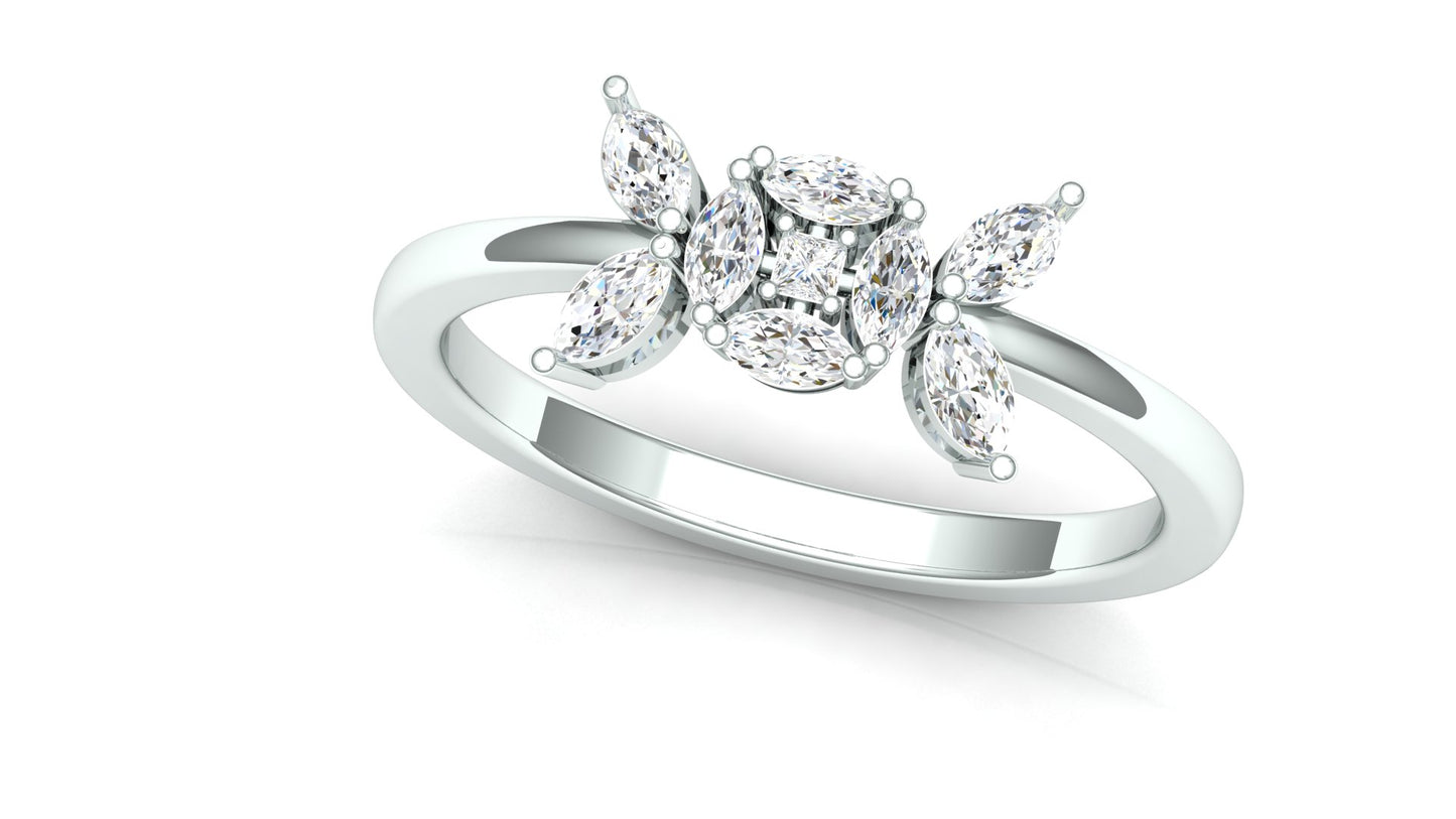 Two-Tone Modern Abstract Diamond Cluster Ring