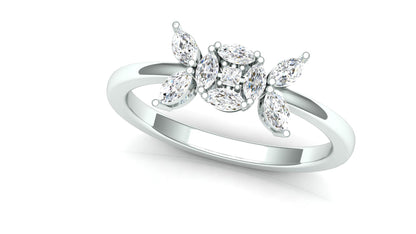 Two-Tone Modern Abstract Diamond Cluster Ring