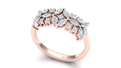 Two-Tone Starburst Diamond Cluster Ring