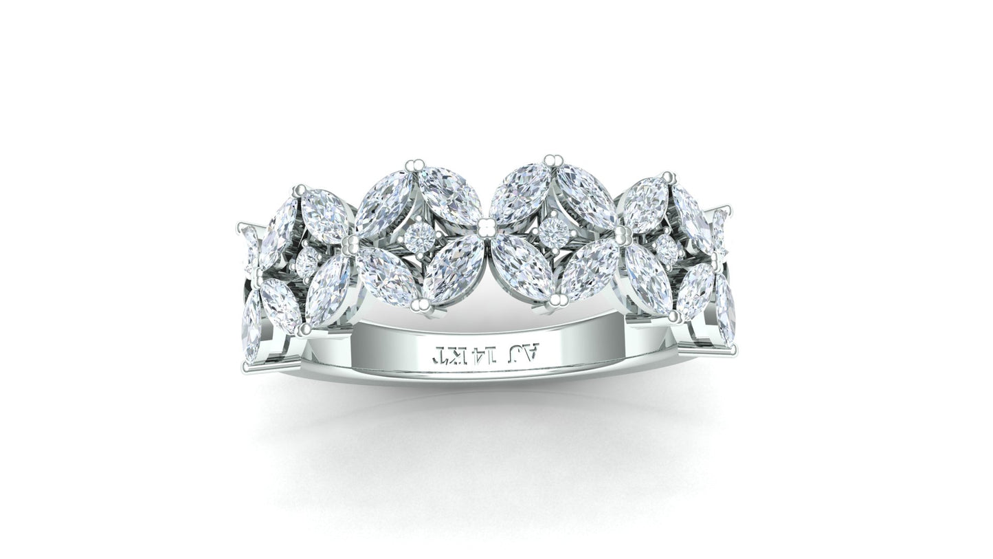 CVD Diamond Floral Cluster Ring in 18K Gold