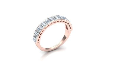 Two-Tone Baguette & Round Diamond Half-Eternity Band