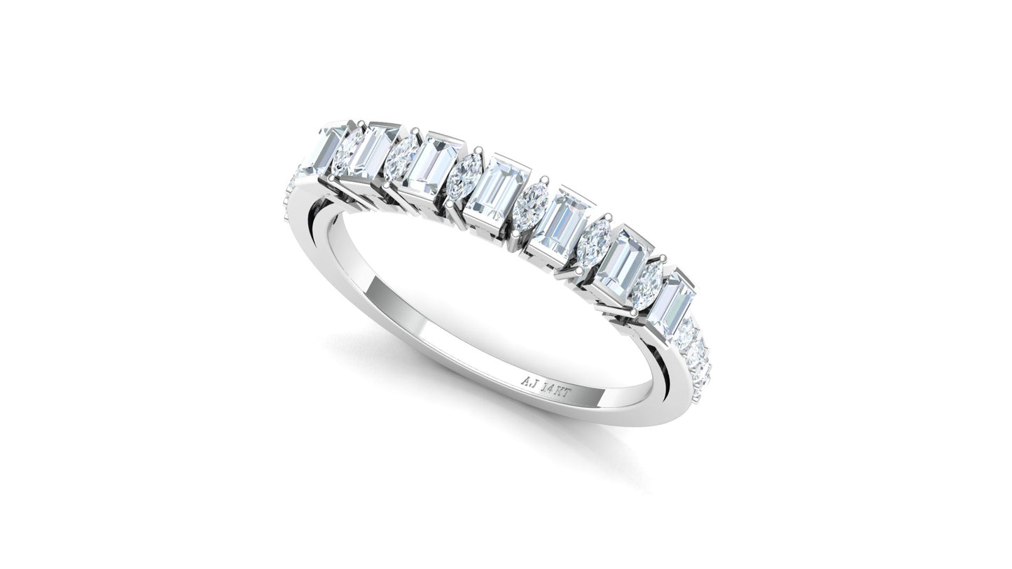 Two-Tone Channel Set Baguette Diamond Band Ring
