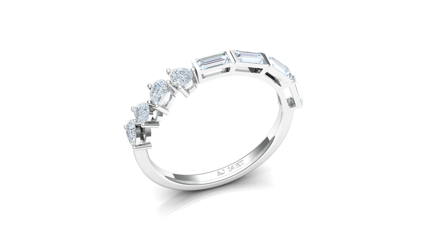 Two-Tone Baguette Diamond Half-Eternity Band