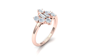 Two-Tone Multi-Baguette Cluster Diamond Ring