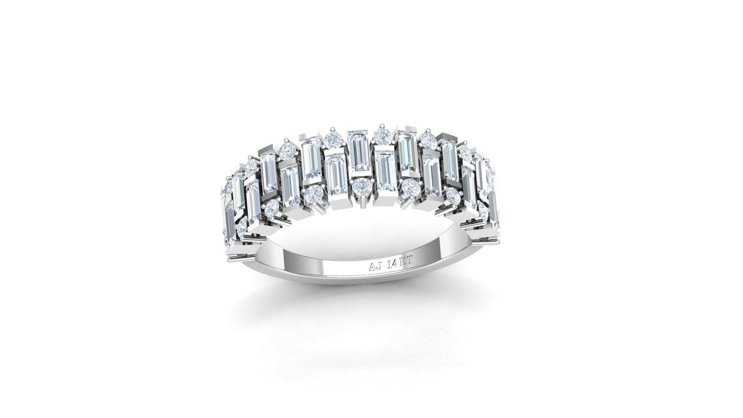 Two-Tone Multi-Row Baguette Diamond Band Ring