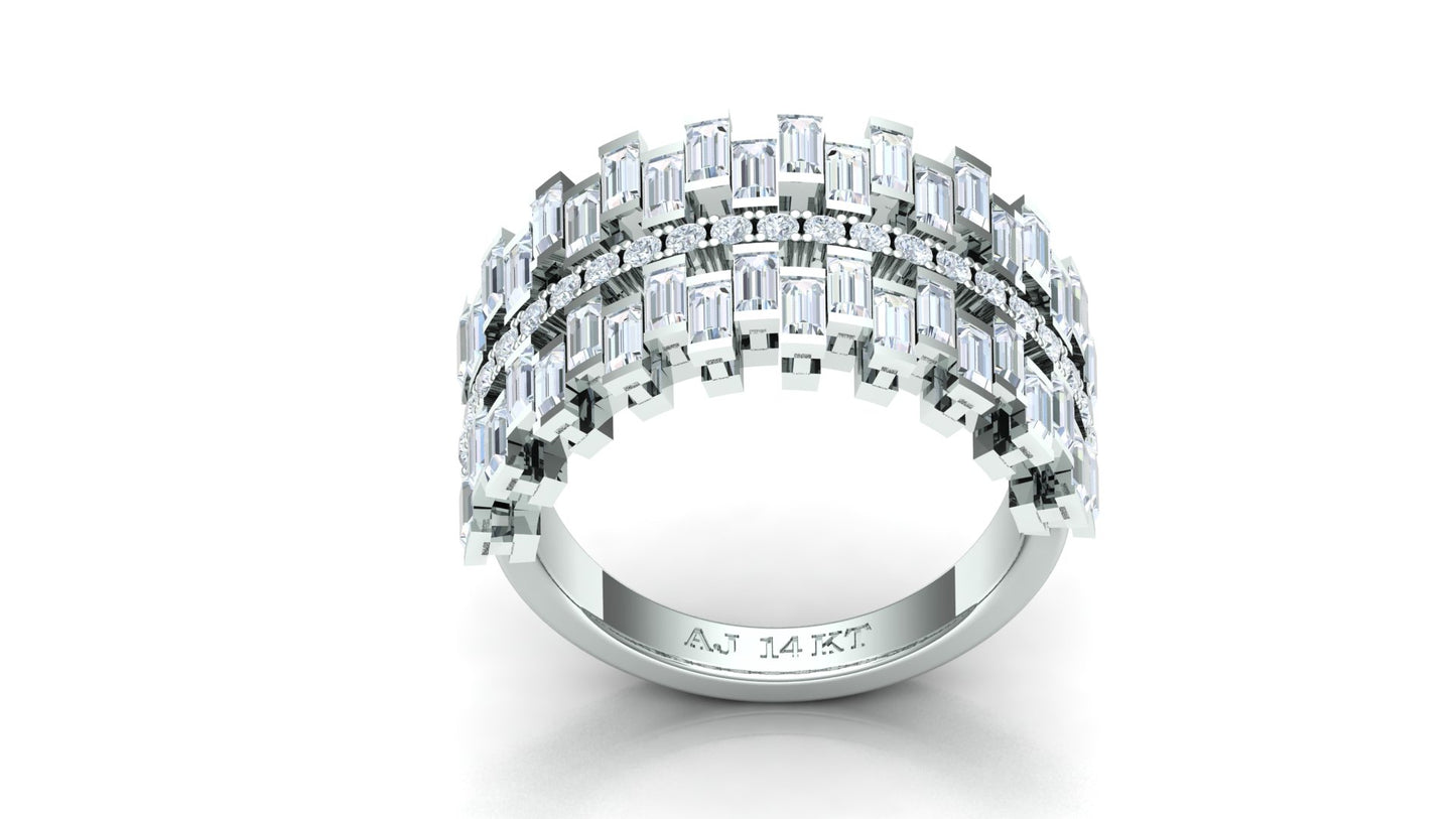 CVD Diamond Wide Two-Tone Architectural Ring