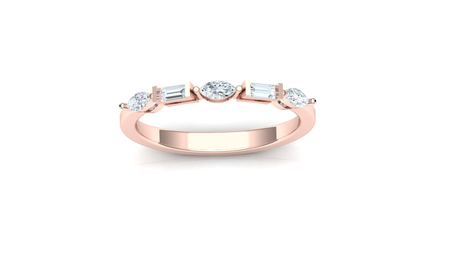 Two-Tone Five-Stone Channel Set Baguette Ring