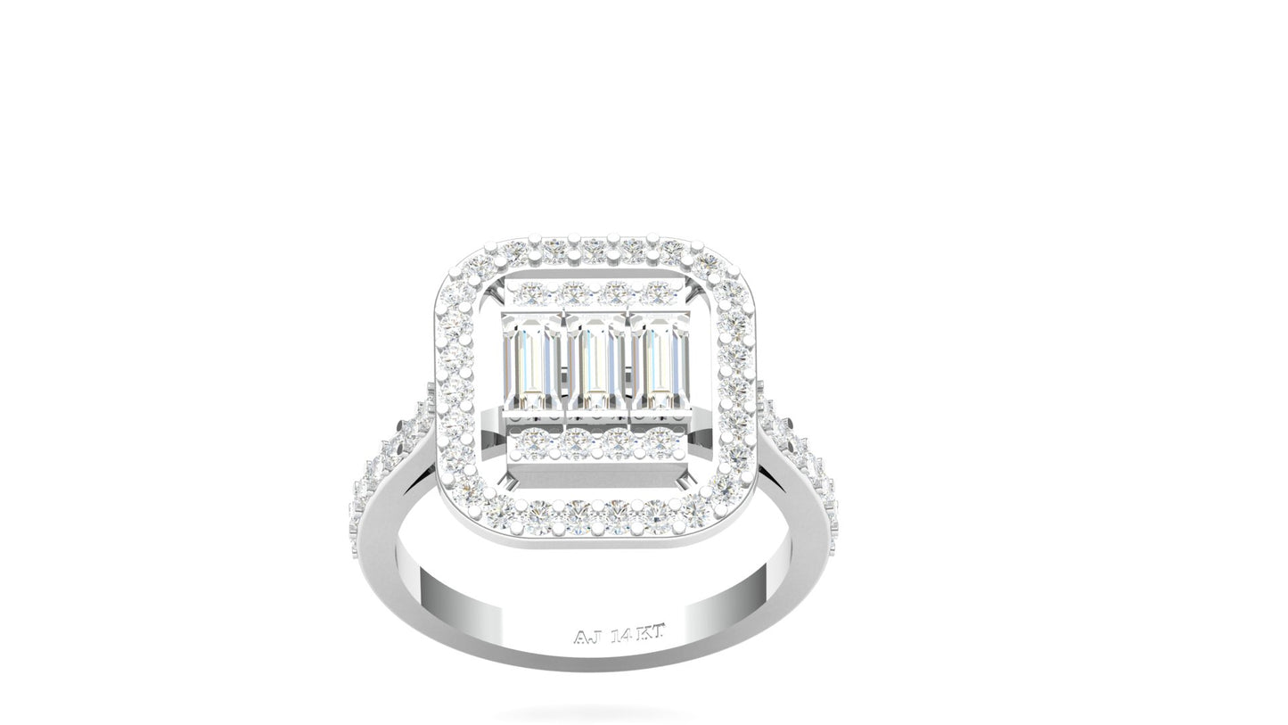 CVD Diamond Double Halo Square Cluster Ring for Women