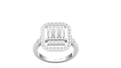 CVD Diamond Double Halo Square Cluster Ring for Women