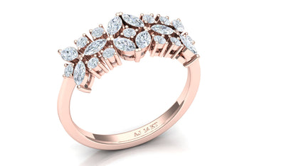Two-Tone Starburst Diamond Cluster Ring