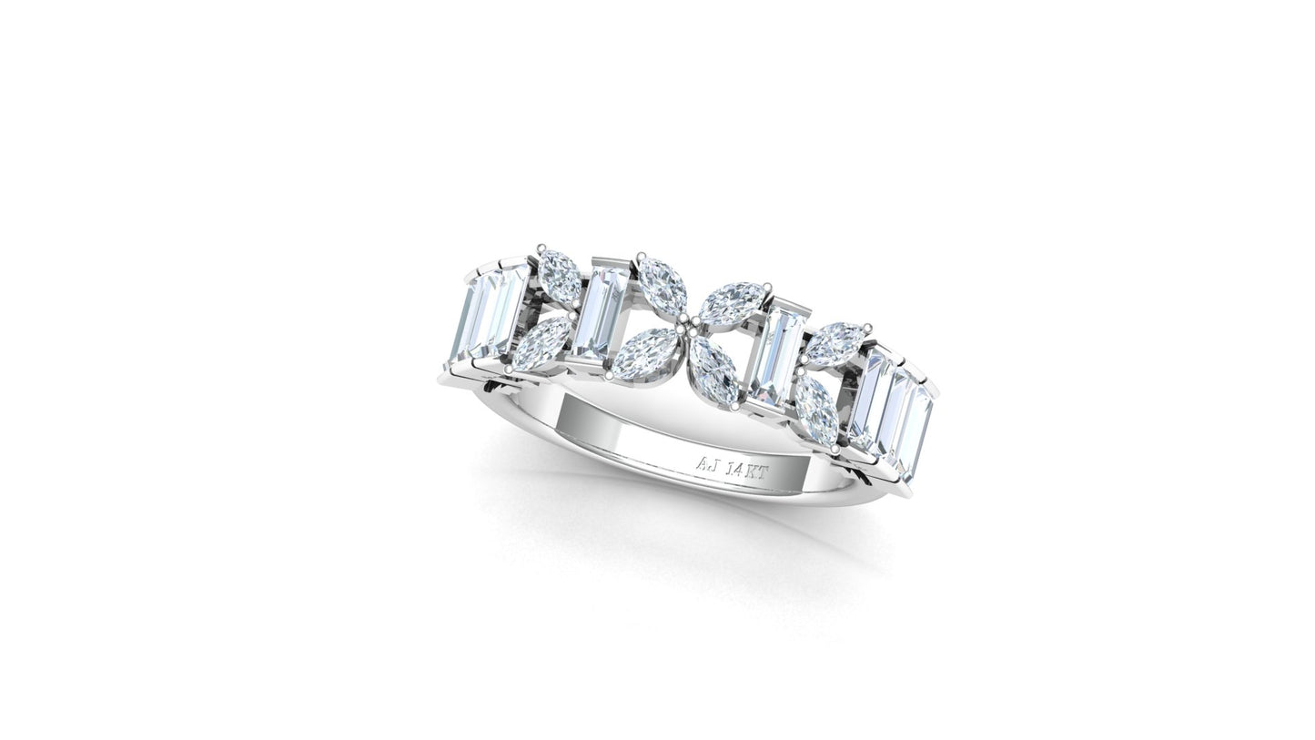 Two-Tone High Carat Baguette Diamond Tiered Ring