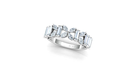 Two-Tone High Carat Baguette Diamond Tiered Ring