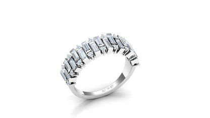 Two-Tone Multi-Row Baguette Diamond Band Ring